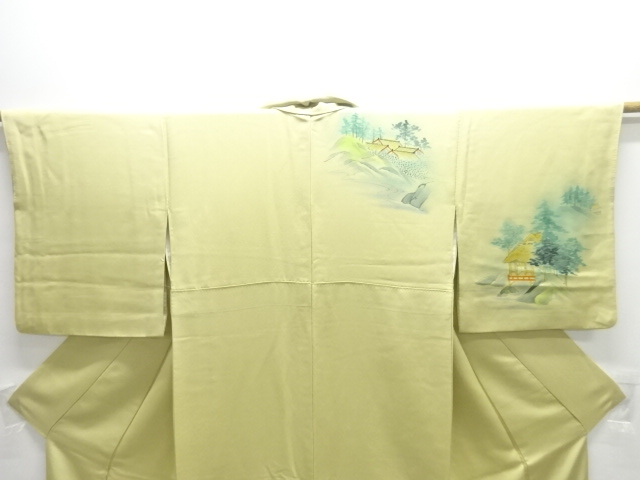  屋敷に樹木模様刺繍訪問着